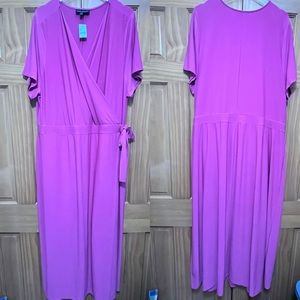 Lane Bryant Fuscia Pink Faux Wrap Maxi Dress Size 26/28 NWT